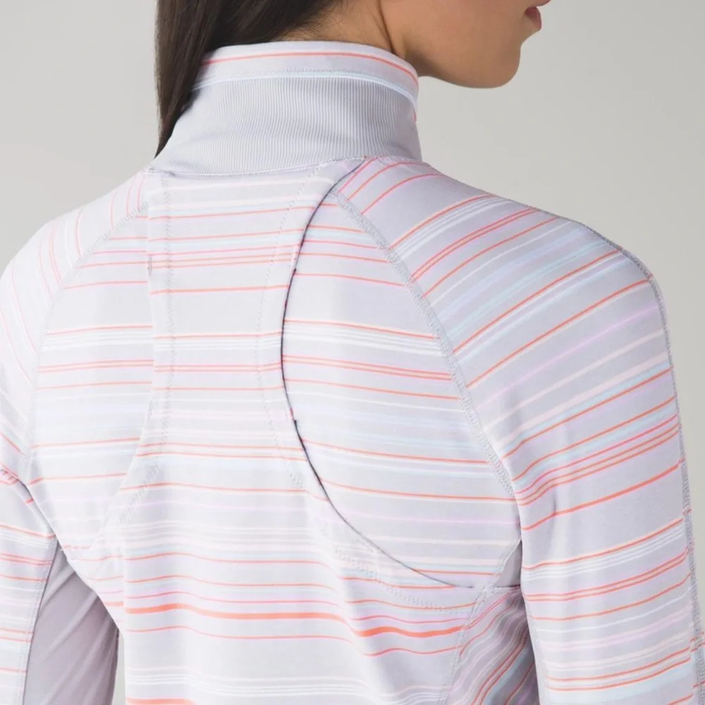 Lululemon Race With Grace 1/2 Zip II Sanctity Stripe top Women’s Sz‎ 6